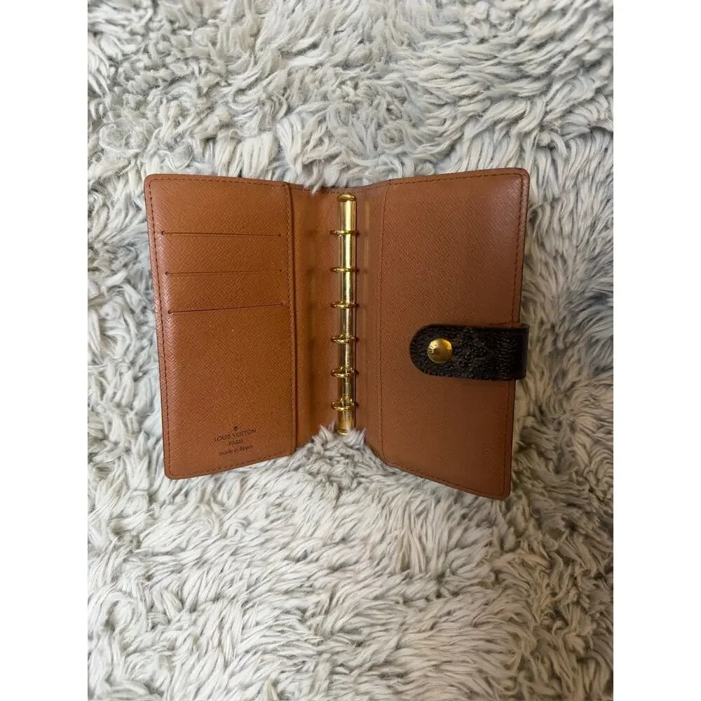 Louis Vuitton Monogram Agenda Small 6-Ring Planner Cover Brown Canvas Authentic